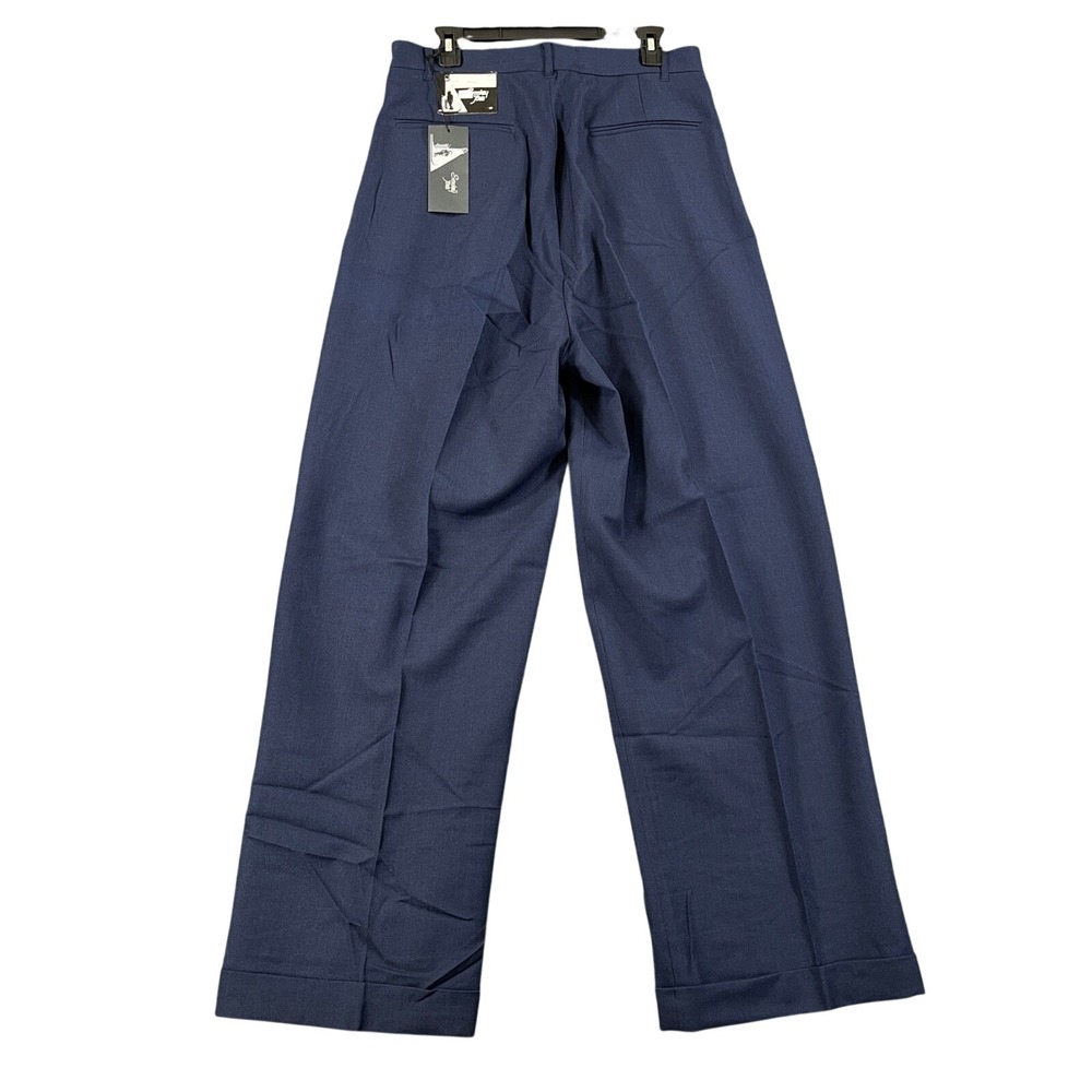 Vintage 90s Smokey Joes Bruno Pleated Trousers Mens 33L Navy Double Pleat Formal